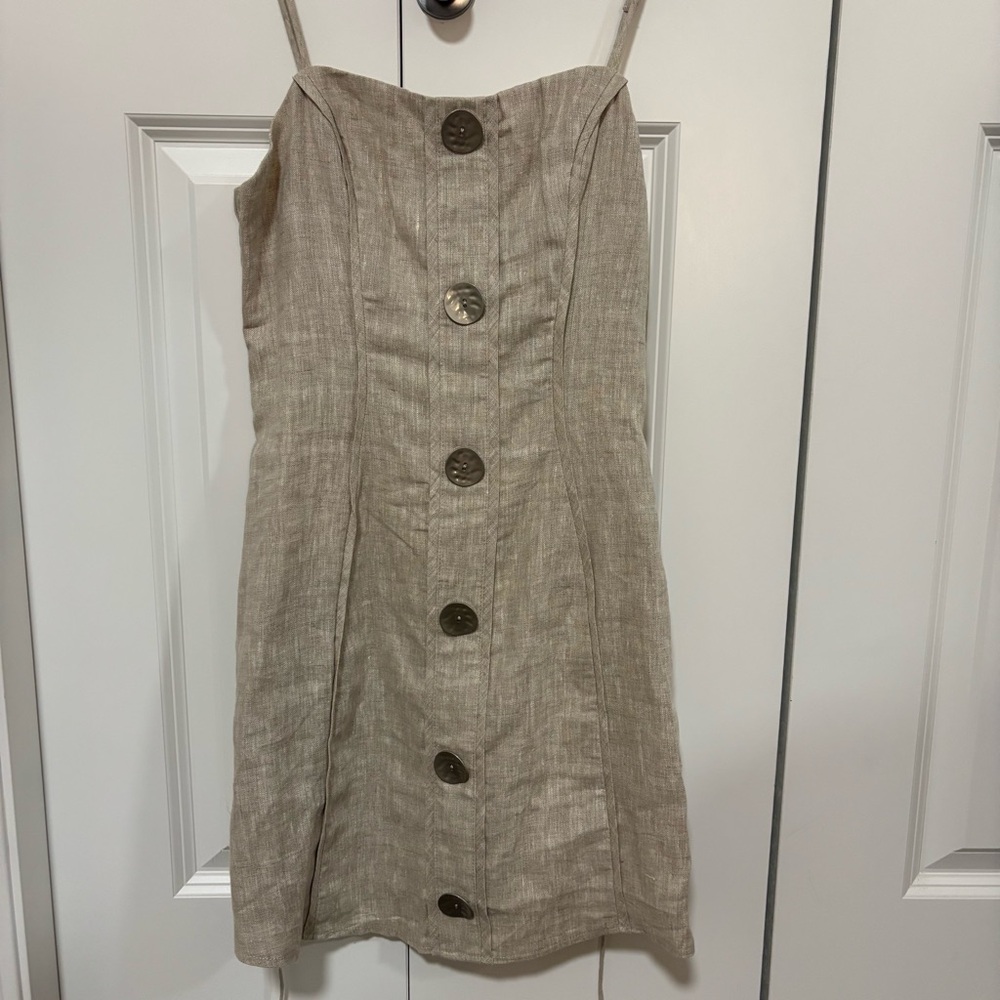 Selfie Leslie Beige Button-Front Mini Dress